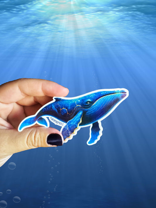 Lapis Lazuli Blue Whale Holographic Vinyl Sticker
