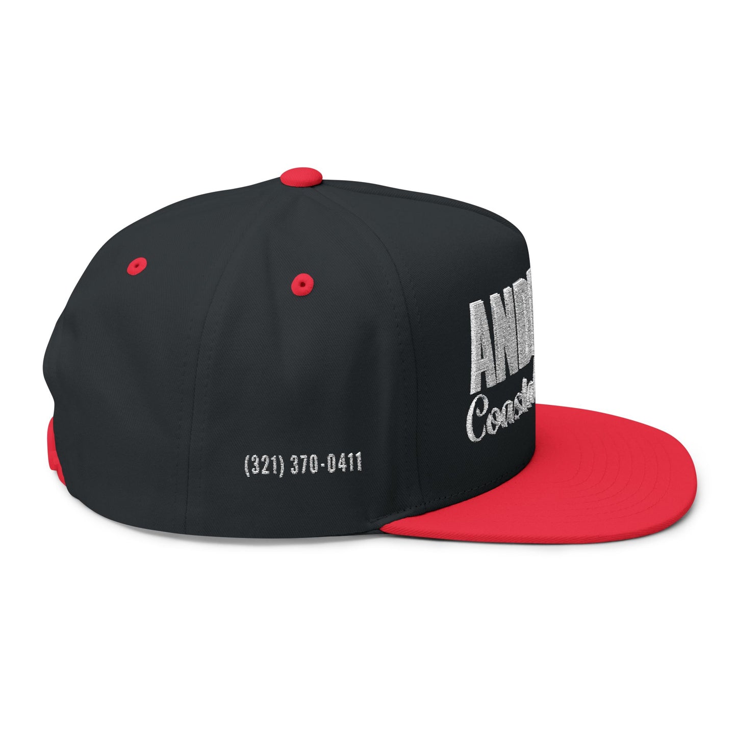 Flat Bill Cap (Embroidery) - Full Logo Text Only with Ph Number on Sides