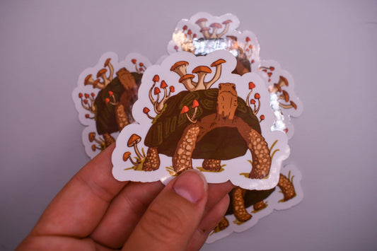 Mushroom Tortoise Glossy Vinyl Sticker