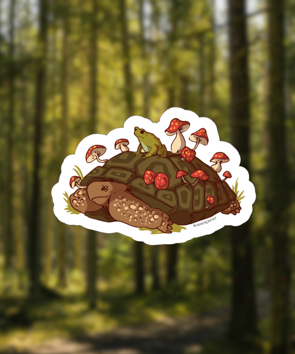 Mushroom Tortoise Matte Vinyl Sticker