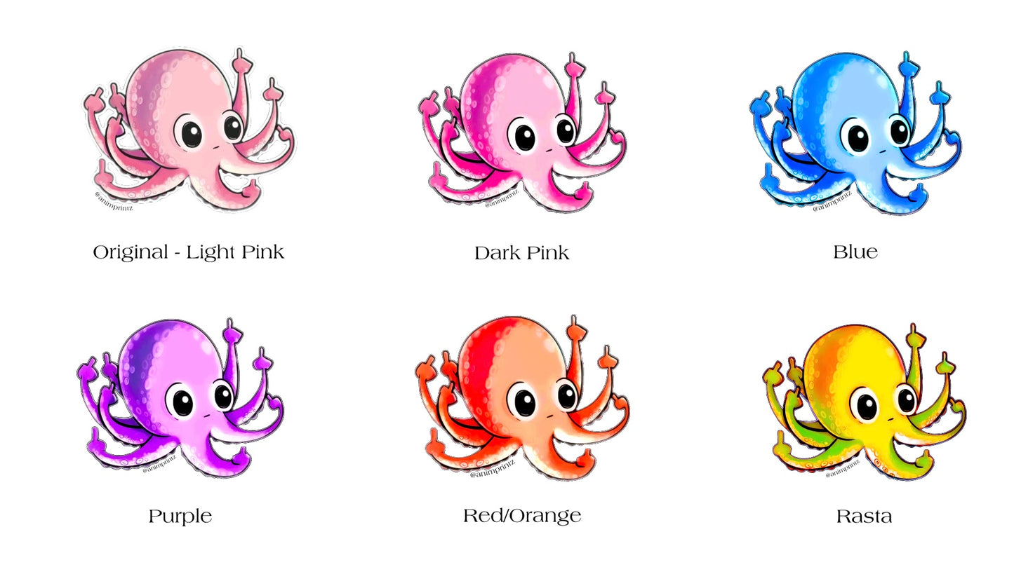 Funny Octopus with 8 Middle Fingers Glossy Vinyl Sticker