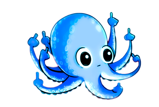 Funny Octopus with 8 Middle Fingers Glossy Vinyl Sticker