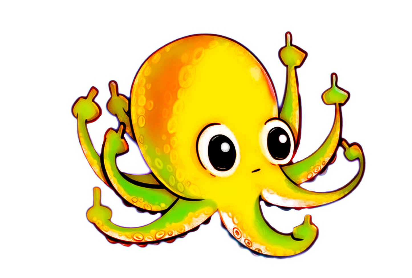 Funny Octopus with 8 Middle Fingers Glossy Vinyl Sticker