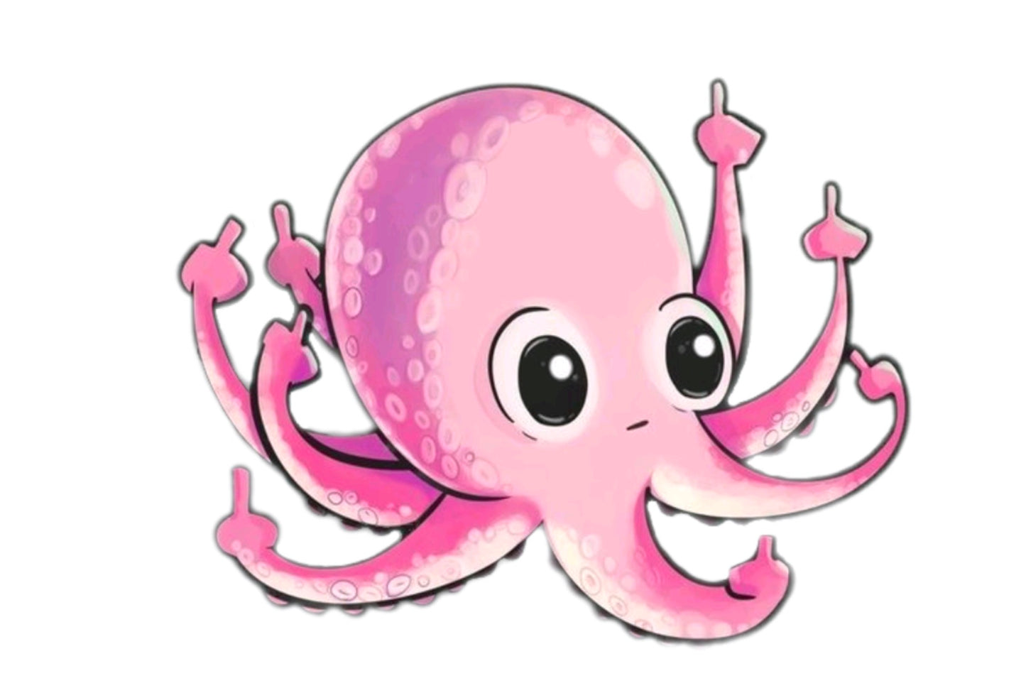 Funny Octopus with 8 Middle Fingers Glossy Vinyl Sticker