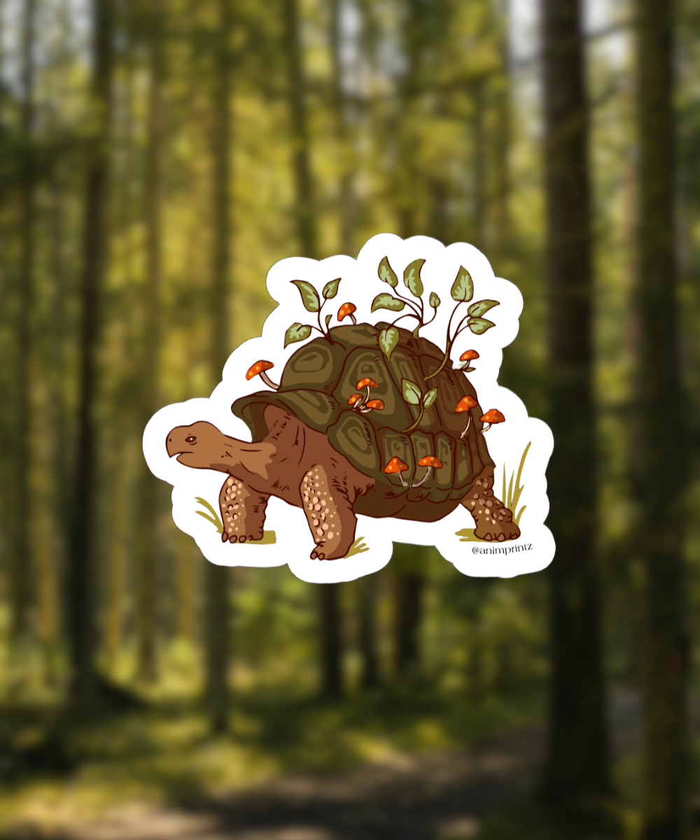 Mushroom Tortoise Matte Vinyl Sticker