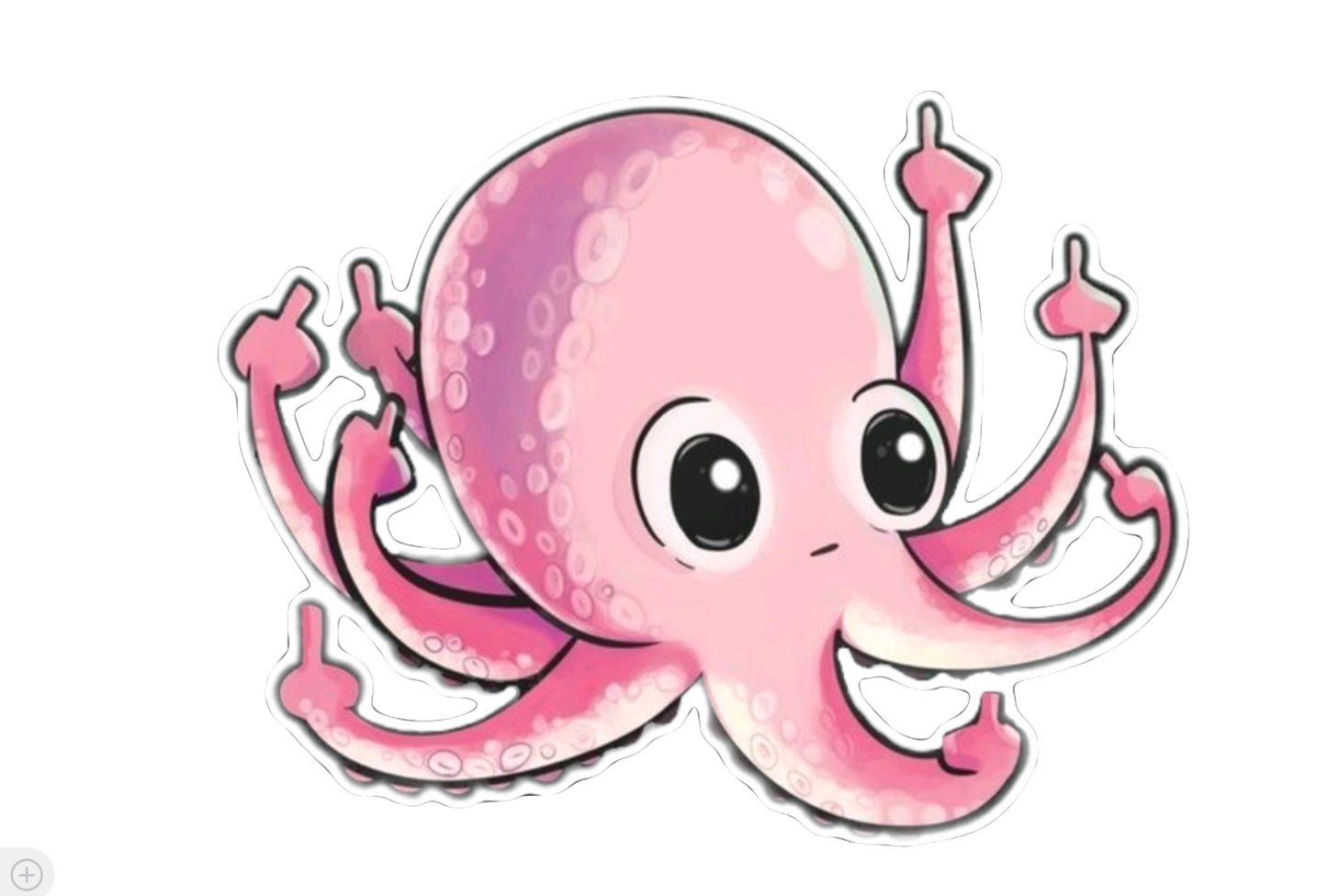 Funny Octopus with 8 Middle Fingers Glossy Vinyl Sticker