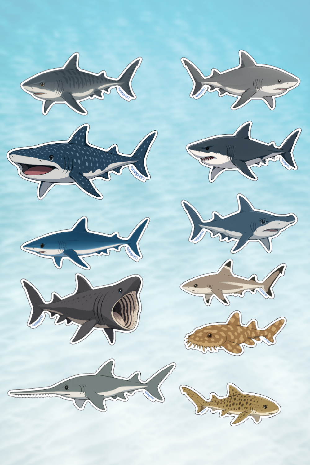 Anime Style Shark Sticker Pack