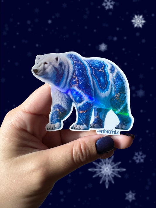 Lapis Polar Bear Holographic Vinyl Sticker