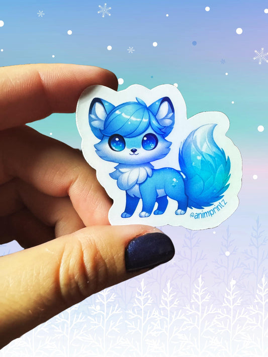 Blue Flame Arctic Fox Holographic Sticker