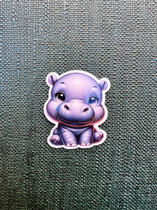 Kawaii Hippo Glossy Vinyl Sticker