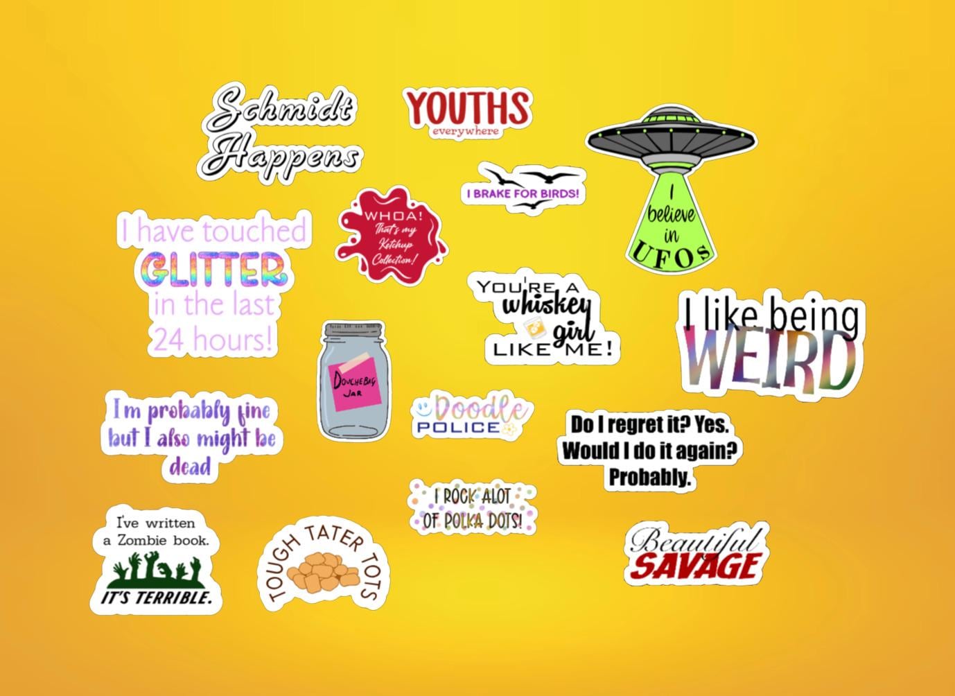 New Girl Quote Matte Vinyl Sticker Pack: