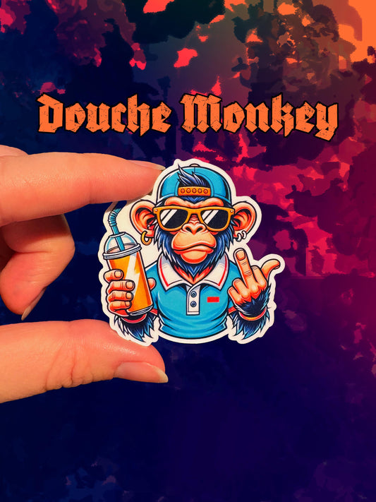 Douche Monkey Offensive Vinyl Sticker