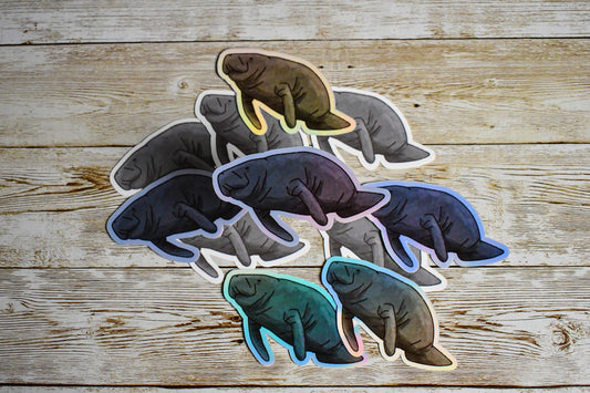 Manatee Vinyl Holographic Sticker