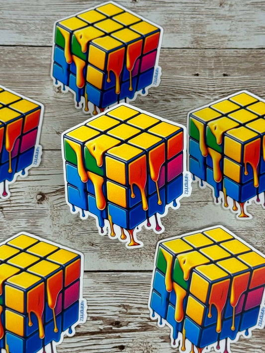 Melting Rubik's Cube, Matte Vinyl Sticker