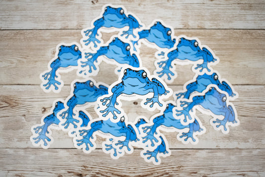 Blue Poison Dart Frog Glossy Vinyl Sticker