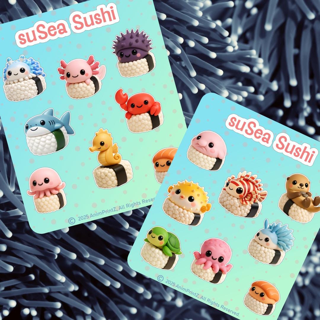 suSea Sushi: Kawaii Food Matte Sticker Sheet