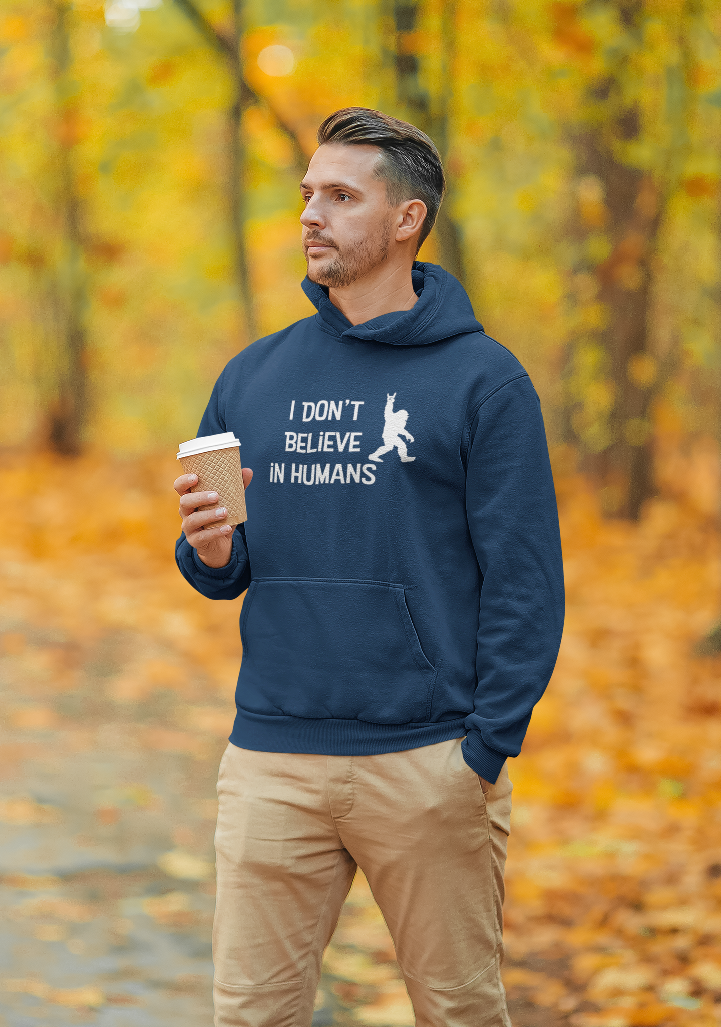 Bigfoot: I Don't Believe in Humans, Mt. Hood Oregon, Unisex Heavy Blend™ Hoodie Sweatshirt