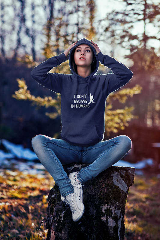 Bigfoot: I Don't Believe in Humans, Mt. Hood Oregon, Unisex Heavy Blend™ Hoodie Sweatshirt