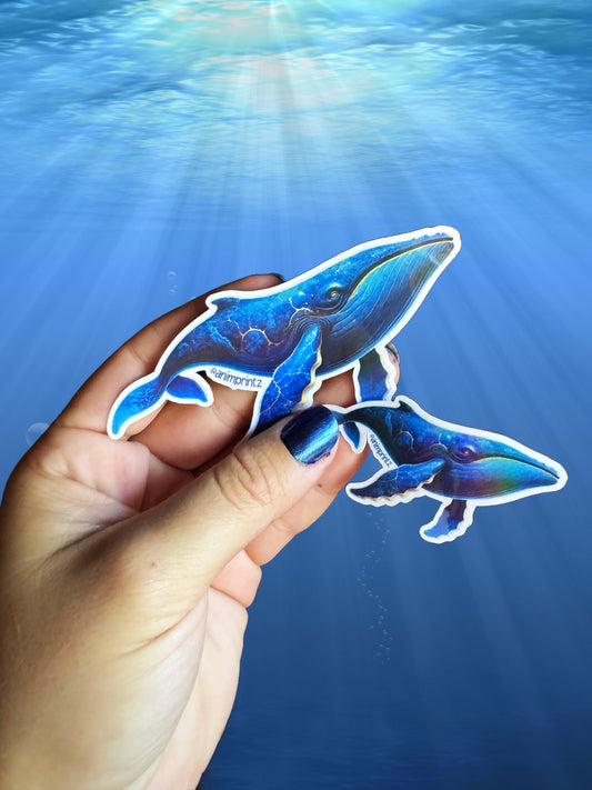 Lapis Lazuli Blue Whale Holographic Vinyl Sticker
