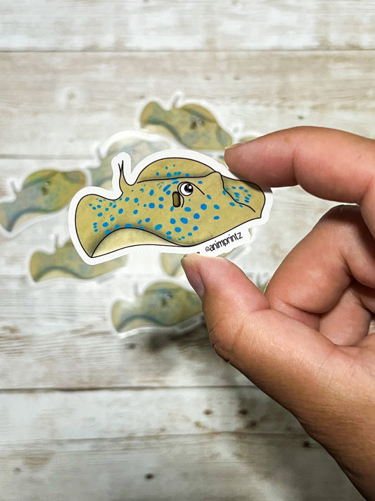 Blue Spotted Stingray Holographic Vinyl Sticker