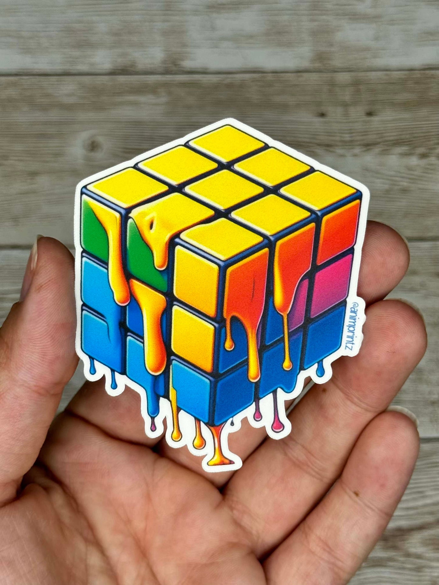 Melting Rubik's Cube, Matte Vinyl Sticker