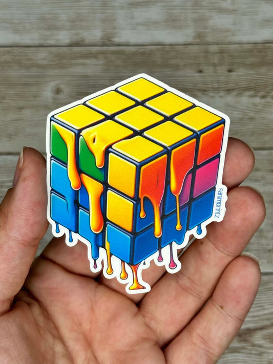 Melting Rubik's Cube, Matte Vinyl Sticker