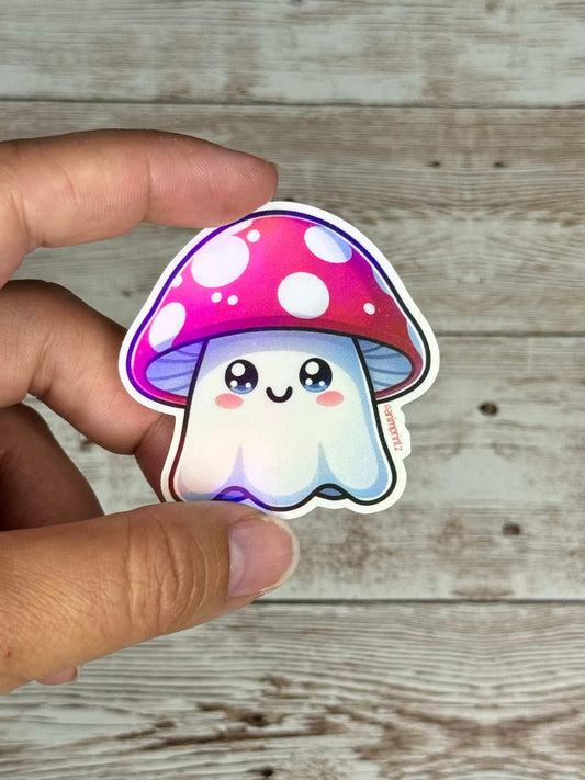 Kawaii Mushroom Ghost Holographic Vinyl Sticker