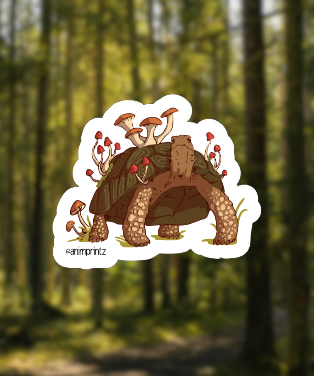 Mushroom Tortoise Matte Vinyl Sticker
